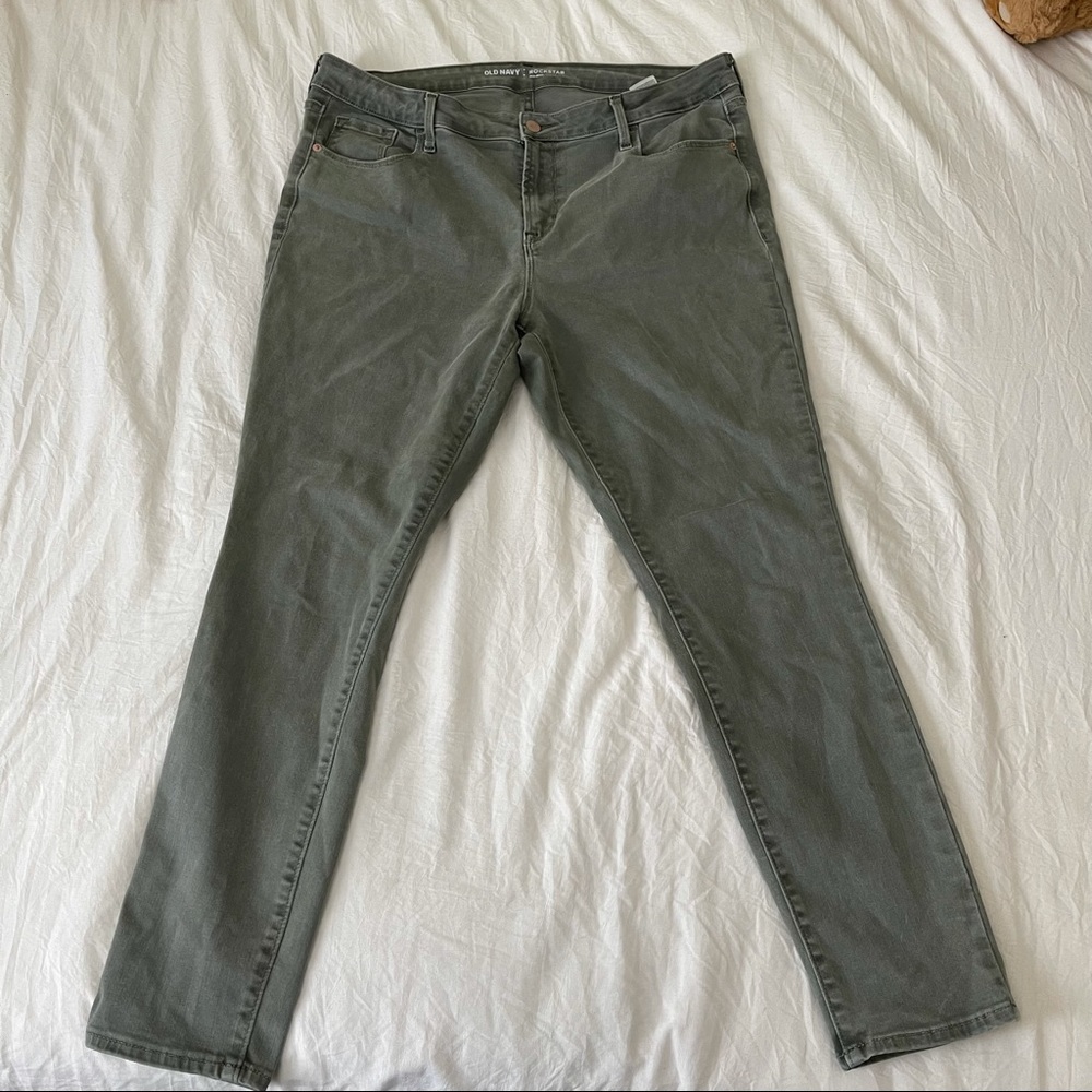 Old Navy Faded Green Mid-Rise Skinny Jeans-Size 16